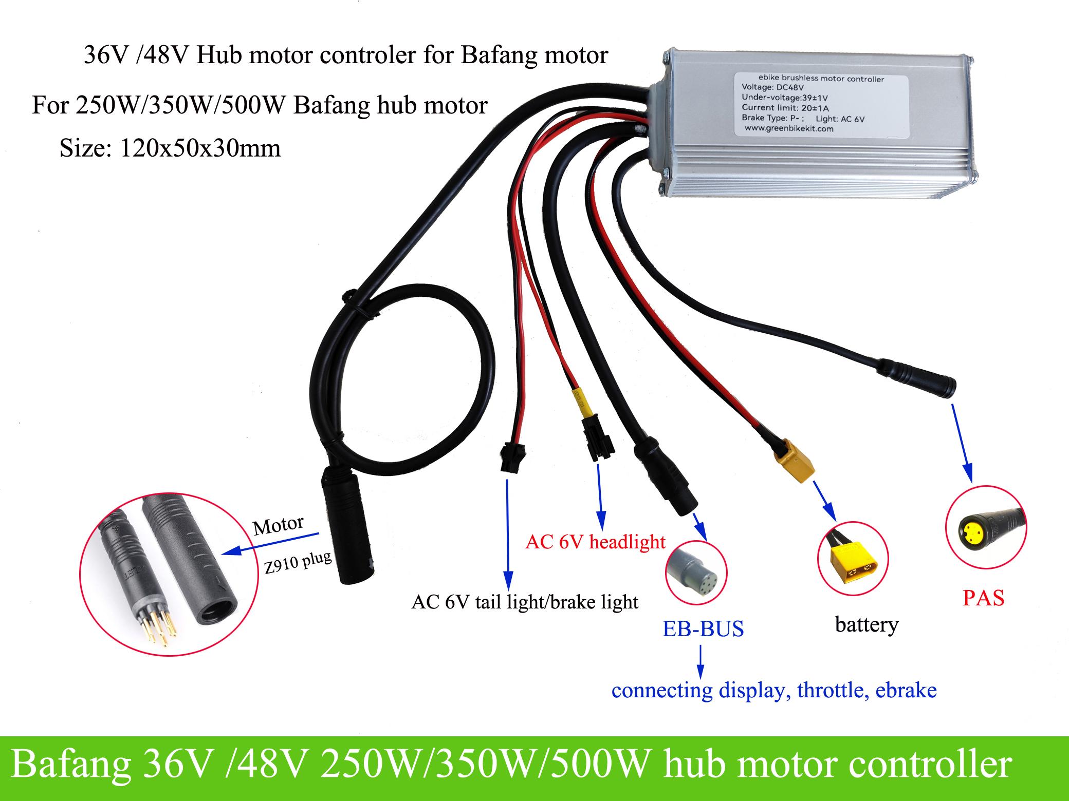 Bafang 350W/500W 48V/36V hub motor controller for rm g020/SWX02