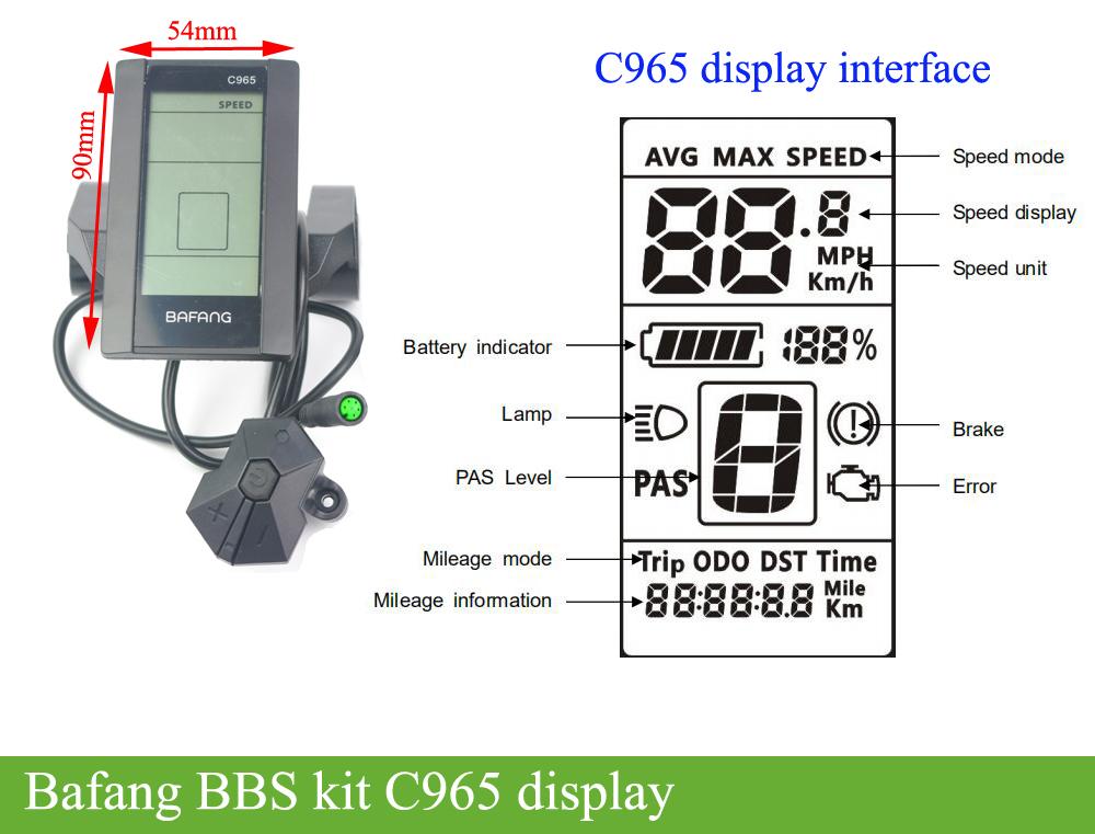 Bafang bbshd bbs01 bbs02 kit lcd display C965/C961for