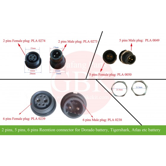 Reention-dorado-connector-2pin-5pin-6-pins-PLA0274-PLA0050-PLA0273-PLA0049-PLA0239-PLA0238