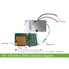 BMS for 10S/36V ebike Dorado battery with mini size 65*35x9mm/with ON/OFF switch