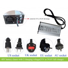 36V 48V 52V battery charger with 2 charging voltages(80% and 100% full charge)