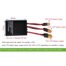 Dual battery converter for e-bike 24V-72V wide DC input 30A /40A