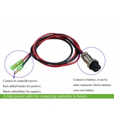 Controller power cable for ebike battery or controller