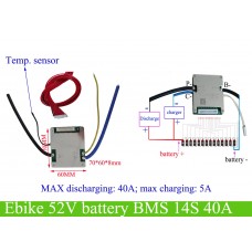 48V/52V 13S/14S 40A BMS with small size for Dorado battery