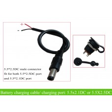 e-bike donwtube battery connector with cable 5.5*2.5DC/5.5x2.1DC connector