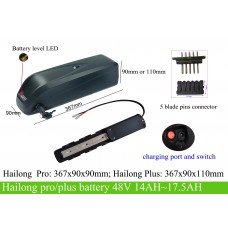 48V 14AH~17.5AH Hailong Pro /Plus battery for Ebikes(5 blade pins connector)