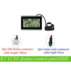 KT/kunteng LCD3 display for 24V 36V 48V E bikes with male Junlei connector
