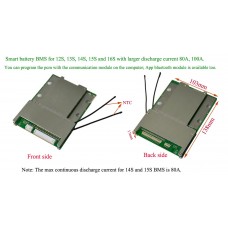 Intelligent battery BMS 12S 13S 14S 15S 80A/100A with software/bluetooth app control