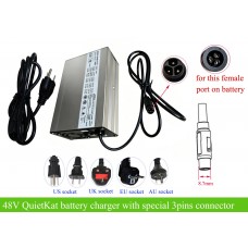 QuietKat Apex Ranger, Warrior, Ripper, Rioneer battery charger with 3 pins mini XLR connector