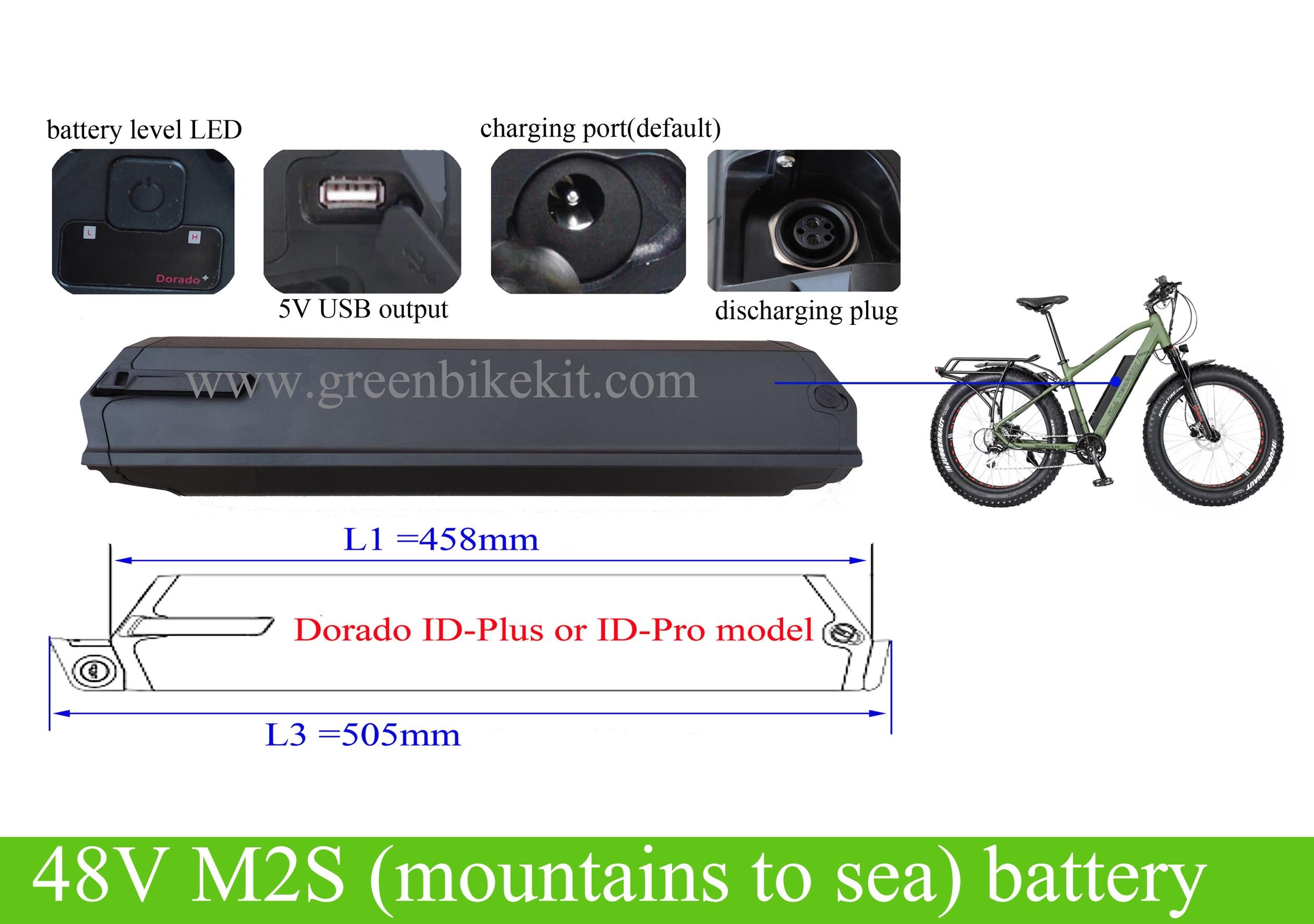 M2S Mountains to Sea All Terrain R750/Ultra /Dual Sport R500 replacement  battery 48V-greenbikekit.com