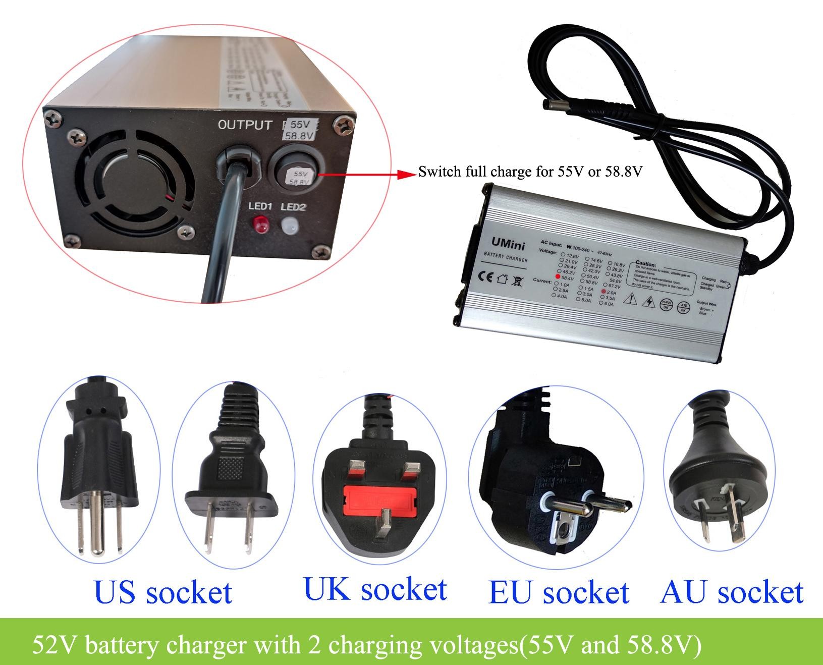 48V 2A charger DC 2.1 connector