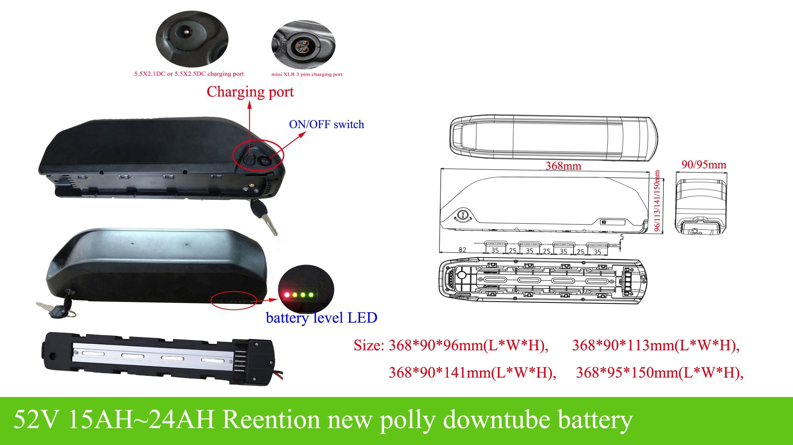 52V 15AH~24AH e-bike new polly/jumbo shark battery with bluetooth mobile  app