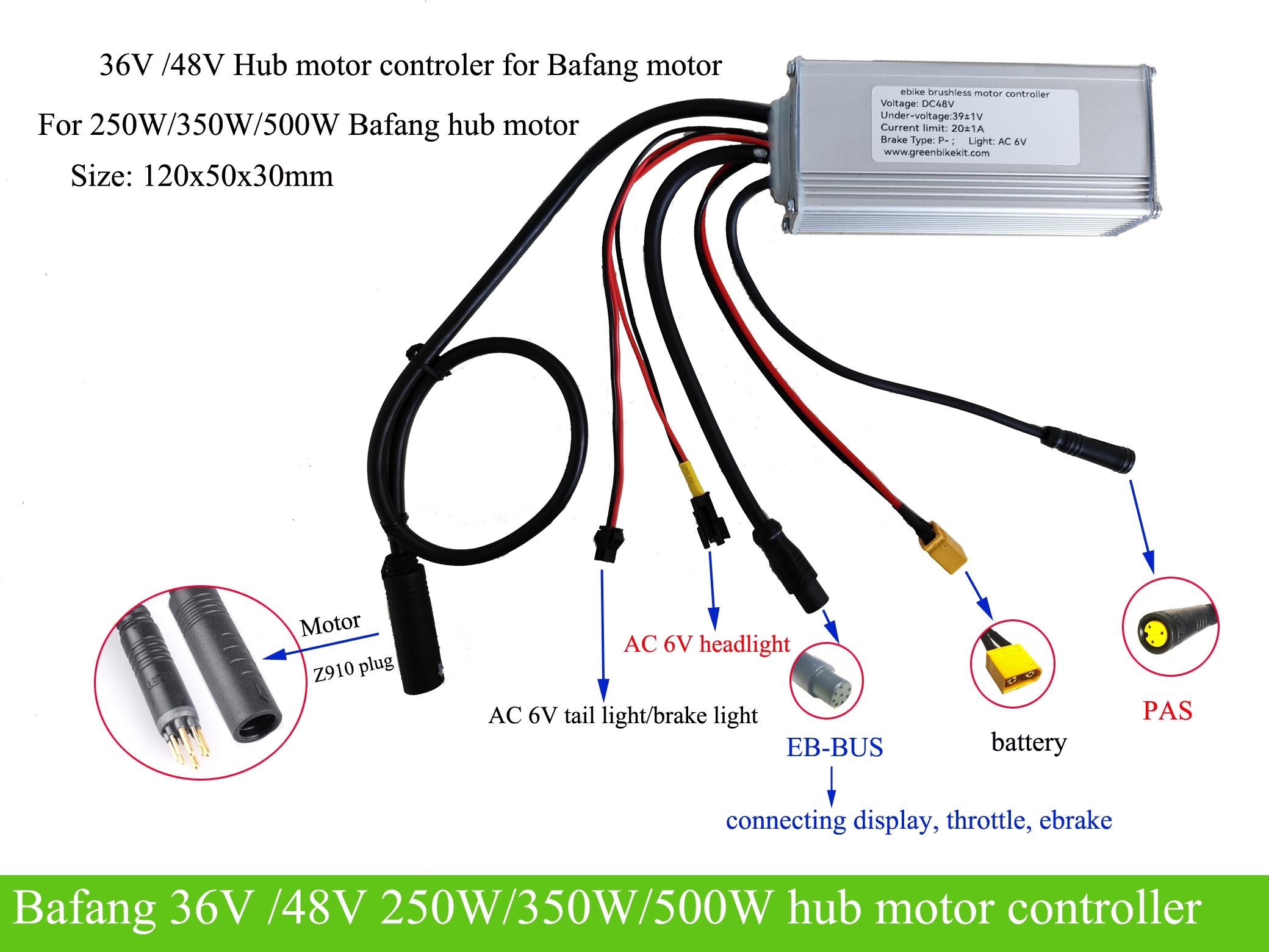 Bafang 350W/500W 48V/36V hub motor controller for rm g020/SWX02