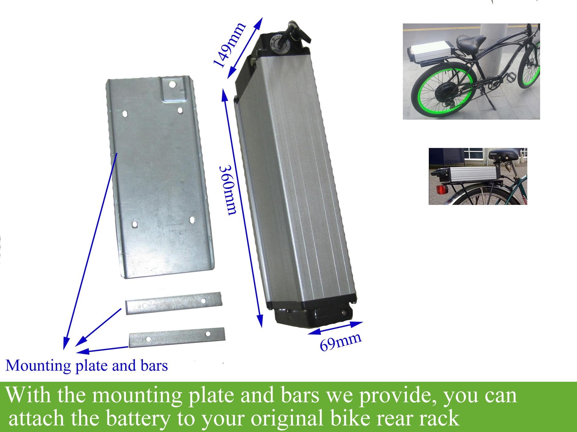 36V11.6Ah lithium ion Panasonic rack battery for electric bicycle Greenbikekit