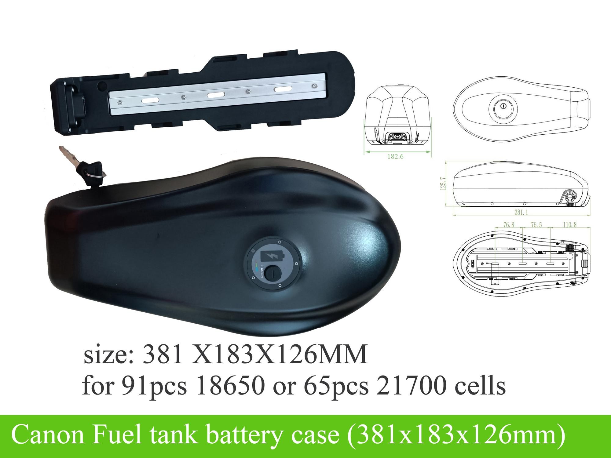 Fuel tank battery case for ebike large AH battery greenbikekit BBS ebike batteries Bafang M620 Bafang M600 Bafang M500 Bafang M510 KT controller with display GreenBikeKit