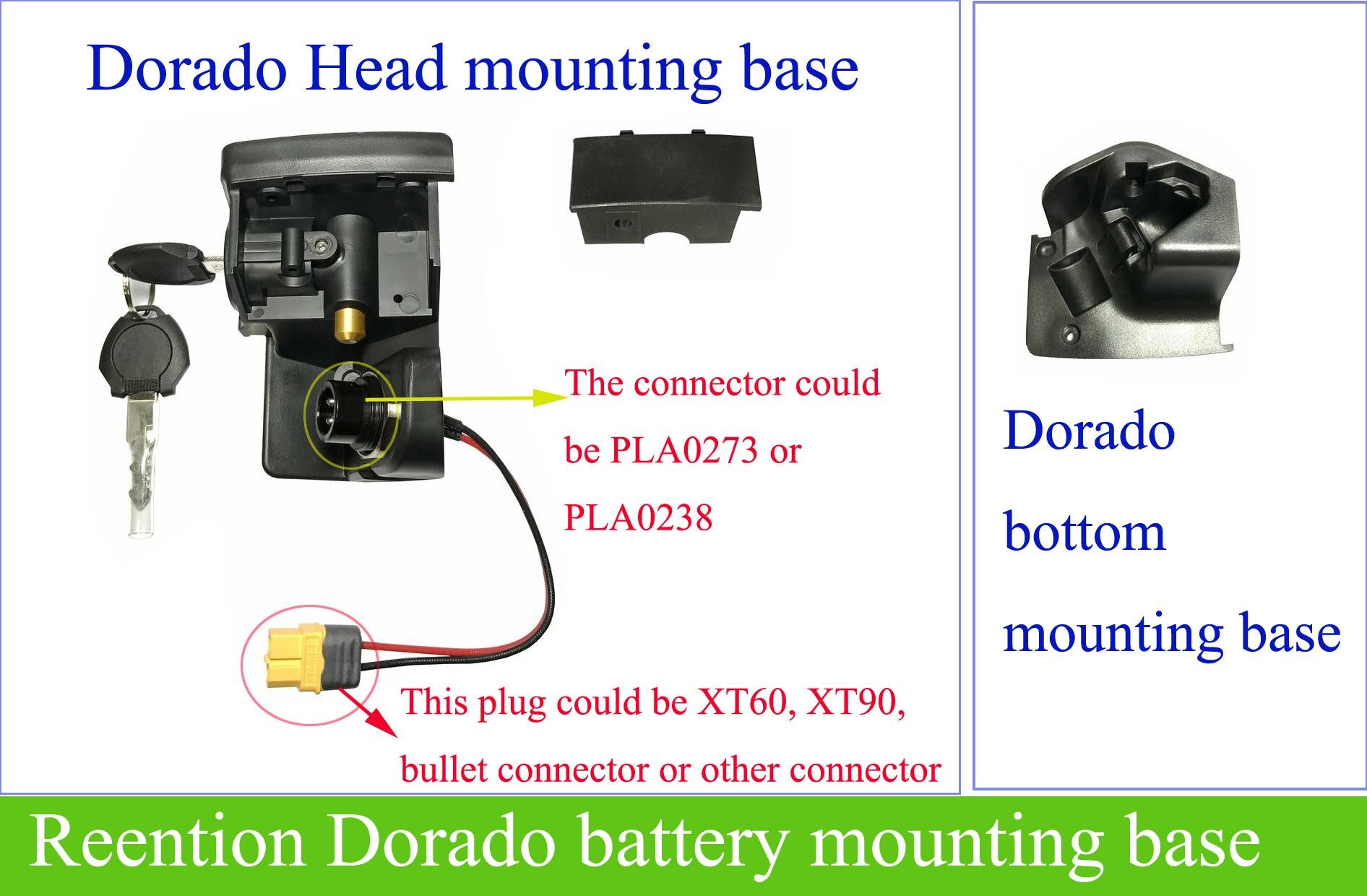 Reention Dorado battery mounting base with key lock for 