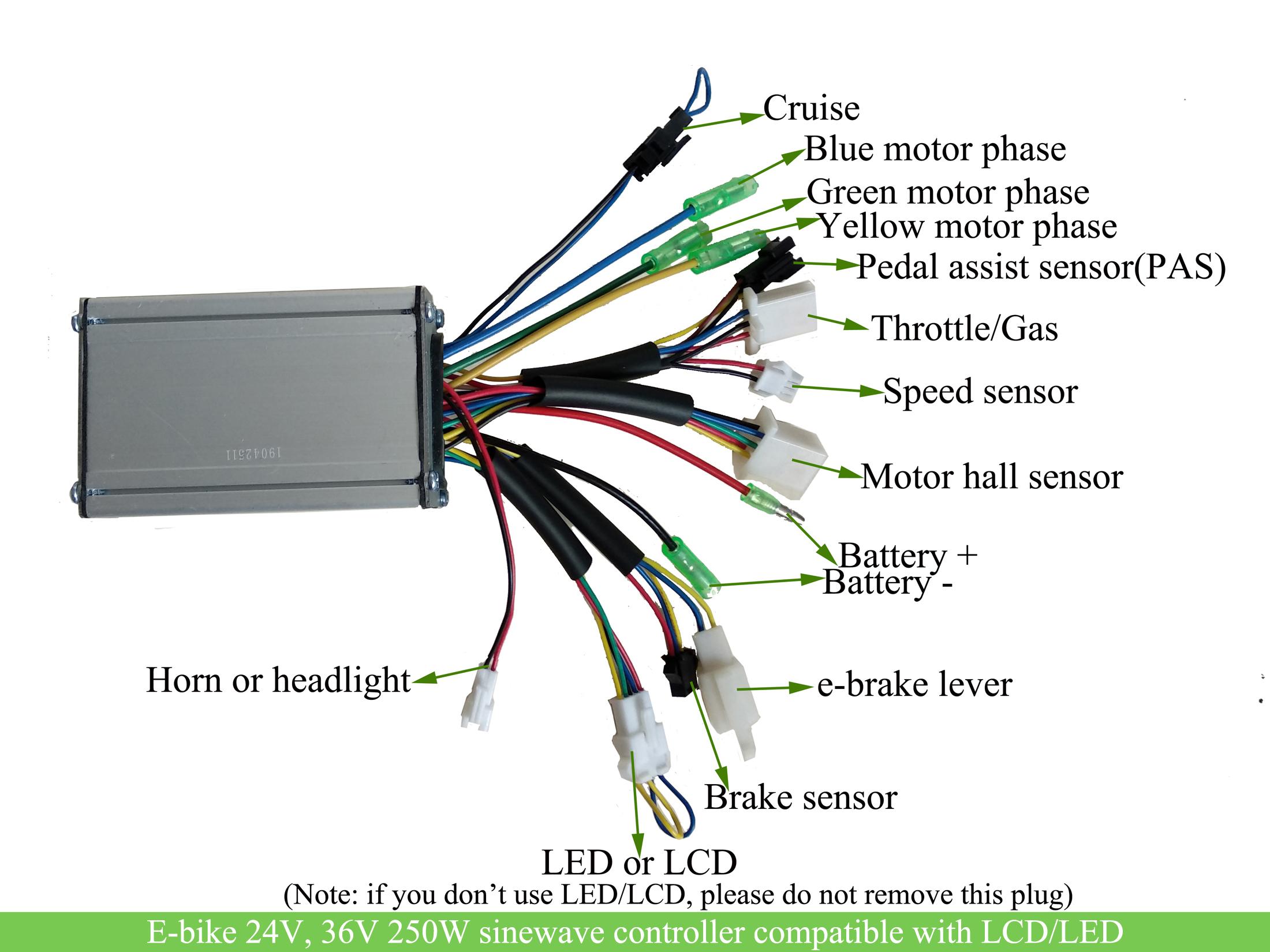 e-bike 250W brushless controller with LCD meter