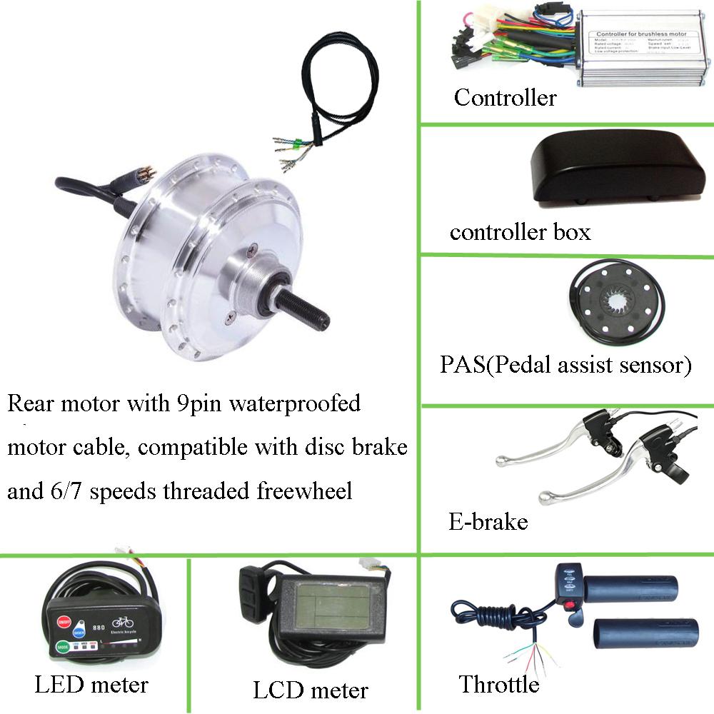 36V 24v 250W motor rear hub kit for electric bike conversion