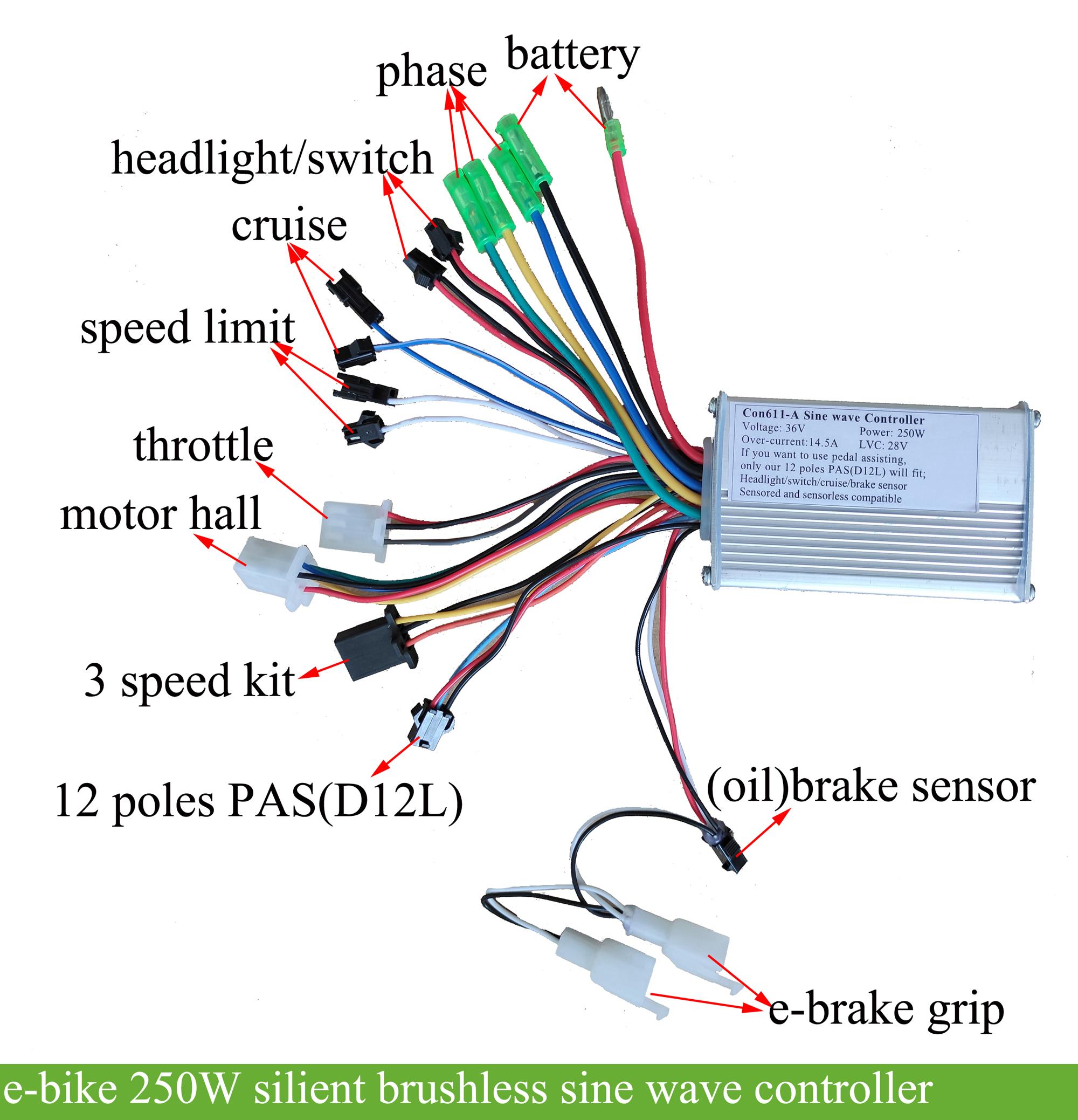 Brushless Motor Controller E Bike Controller 36v 250w Controller 36v Brushless Motor Controller E Bike Controller 36v 250w Controller 36v