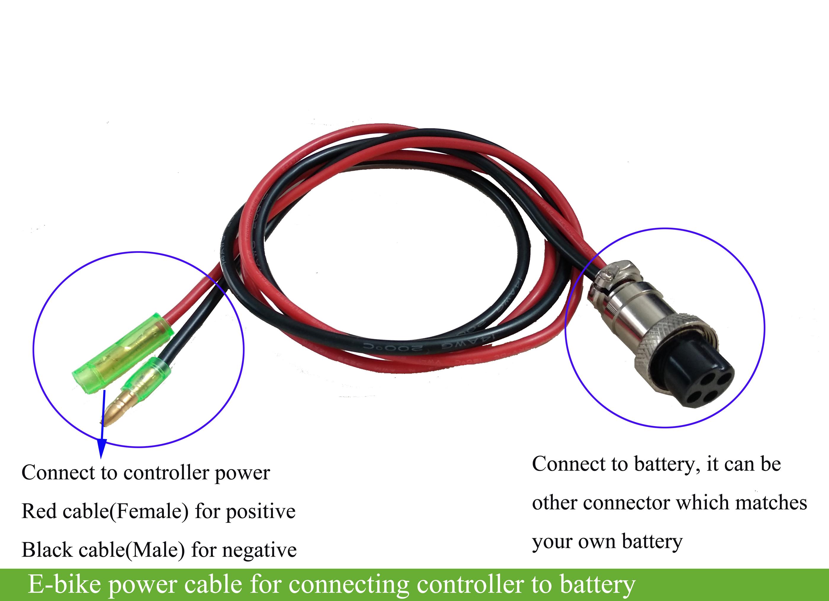 Electric bike battery  24v 36v 48v discharge wire power cord MALE plug 
